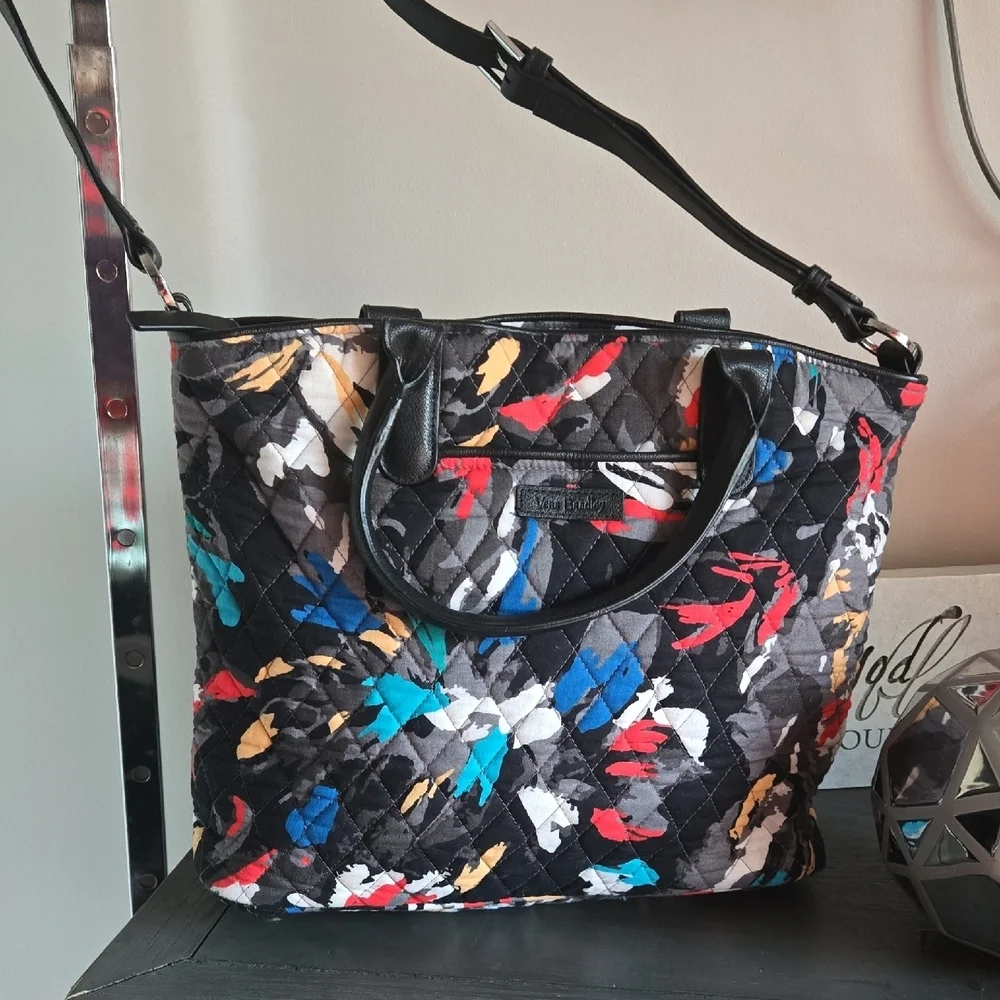 Vera Bradley Black and Multicolor Quilted Tote